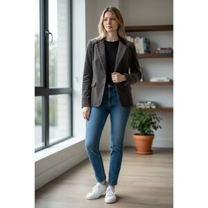 Ann Taylor LOFT Brown Velvet Blazer Single Button Tailored Jacket Womens Size 0